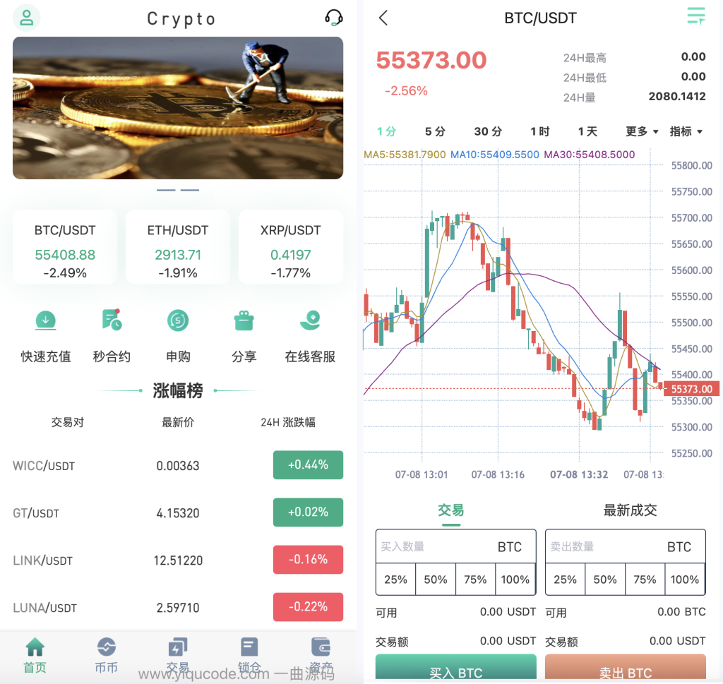 PHP区块链交易所源码,支持七国语言 币币 秒合约 永续 申购 锁仓 pc+手机端（全开源！带编译前源码）-源码屋源码网-专注分享永久免费的程序源码资源，网站源码，PHP源码，网站模板，商业源码，整站源码，源码下载，源码屋源码网